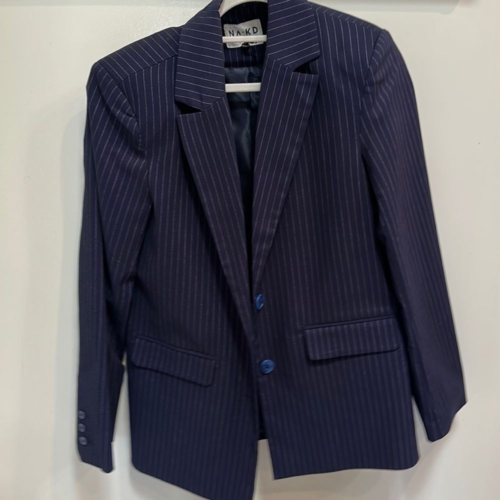 Pinstripe navy oversized blazer